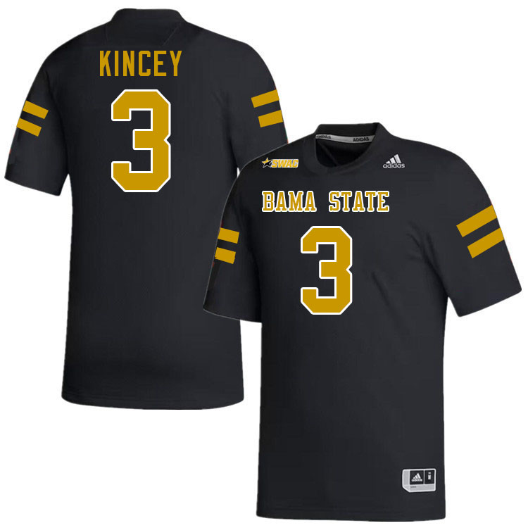 Alabama State Hornets #3 Dequon Kincey College Football Jerseys Stitched-Black